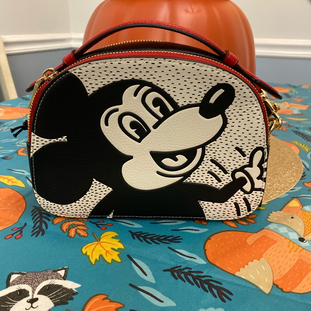 BNWT - Coach Disney Mickey Bag in White with Black Speckled Leather
